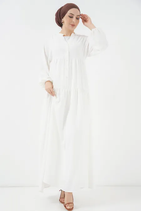 2527 Women's Long Hijab Dress - White 2527 Women's Long Hijab Dress - White