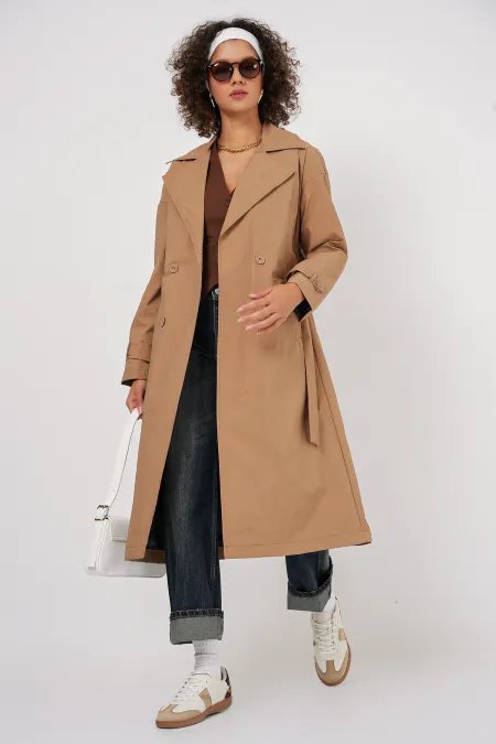 Trench-coat croisé 5936 - Biscuit