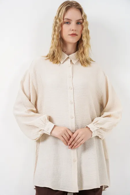Women's Textured Oversize Tunic 5989 - Cream