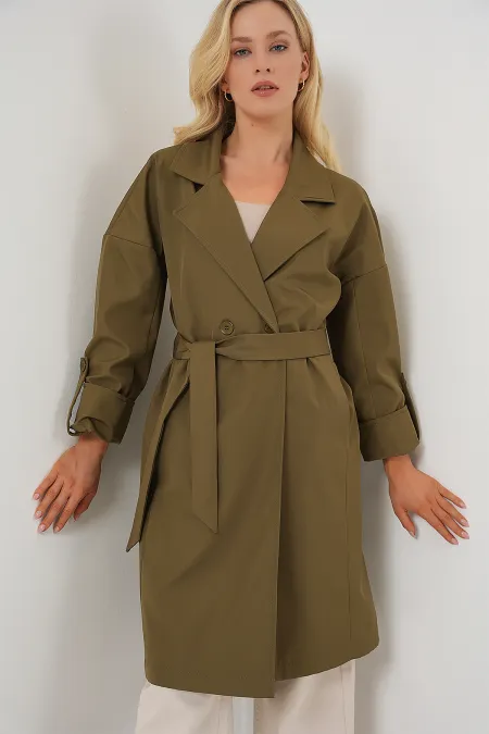 Trench-coat doublé à double boutonnage 9104 - Kaki