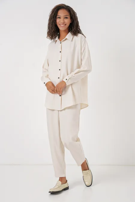 6622 Linen Two Piece Suit - Ecru