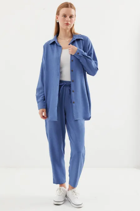 6622 Linen Two Piece Suit - D. Indigo
