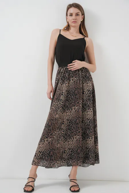 8032 Long Chiffon Skirt - Beige