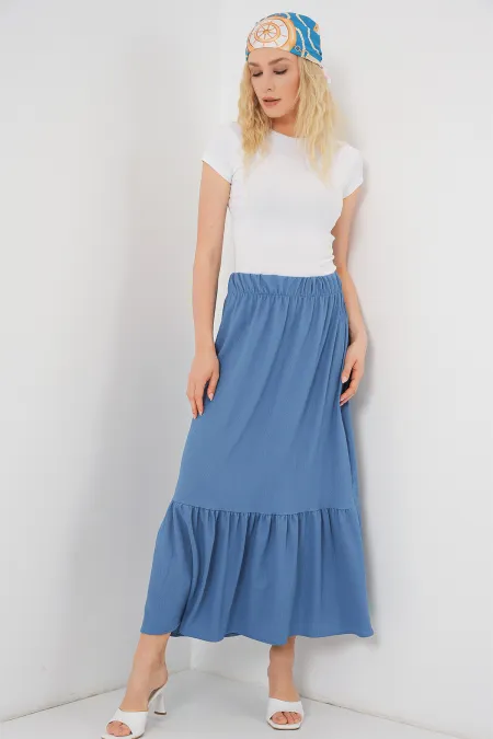 1886 Long Knitted Skirt - Indigo