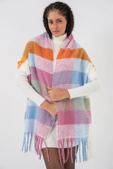 Women's Soft Textured Thick Shawl Scarf 15951 - Powder