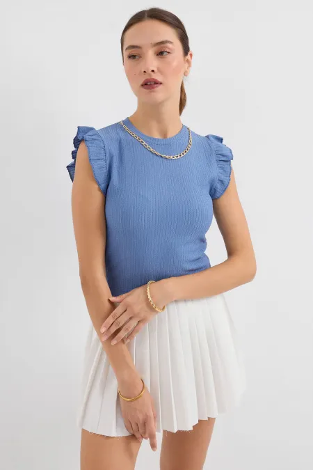 0430 Knitted Blouse - Indigo