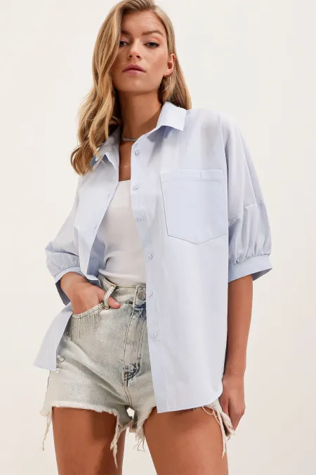 Chemise basique oversize à manches courtes 20213 - Bleu ciel