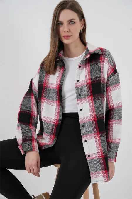 Chemise de bûcheron oversize à carreaux pour femme 3854 Tile