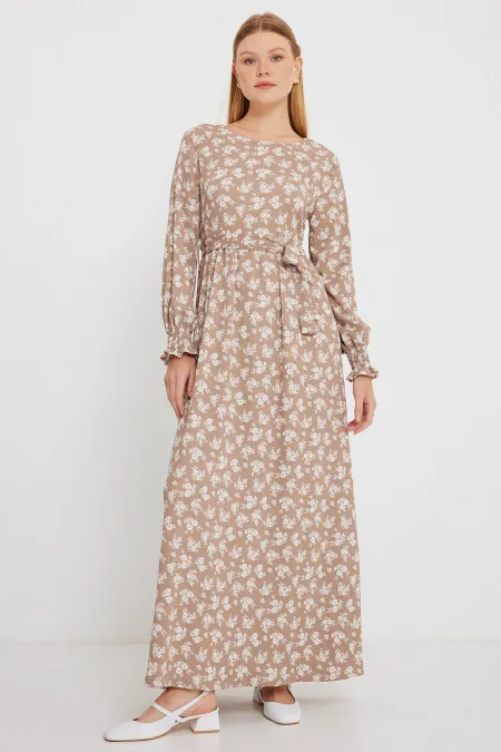 1525 Knitted Hijab Dress - Stone 1525 Knitted Hijab Dress - Stone