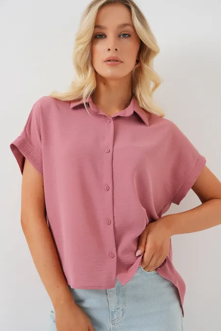 Chemise oversize à manches courtes pour femme 20322 - Rose