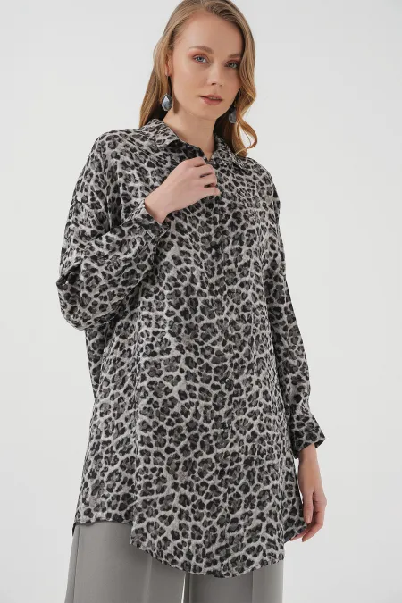 Tunique longue à motifs 5944 - Noire