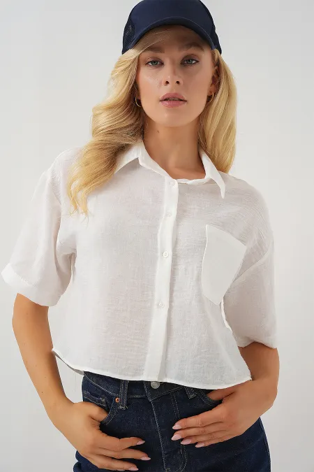 T-shirt court à manches courtes pour femme 20341 - Blanc