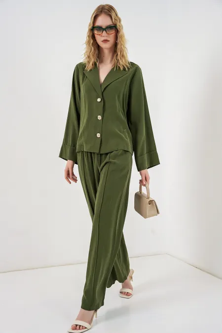 Women's Jacket and Trousers Two-Piece Set 30065 - Khaki