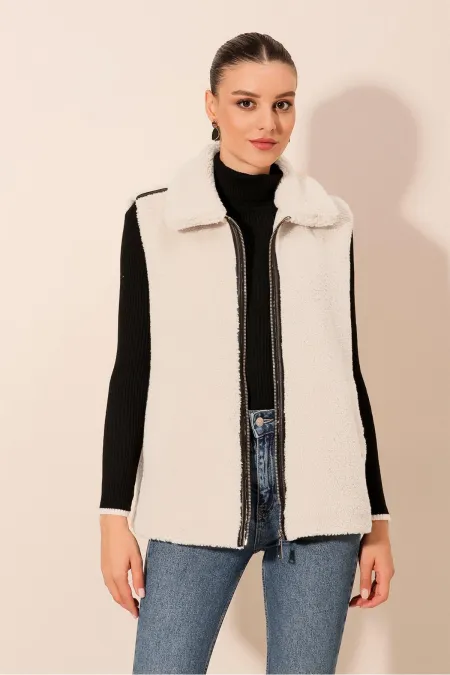 Gilet en peluche 6793 - Blanc