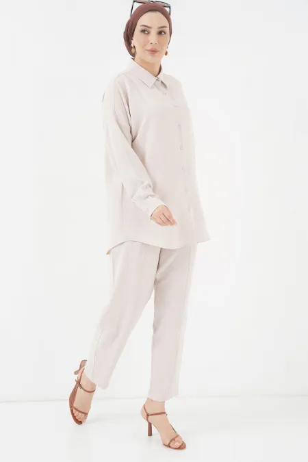 6593 Oversize İkili Takım - Krem