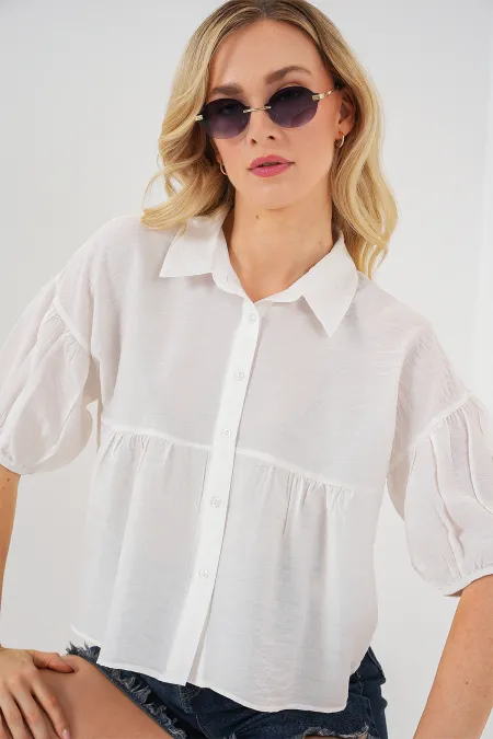 T-shirt court à manches courtes pour femme 20335 - Blanc