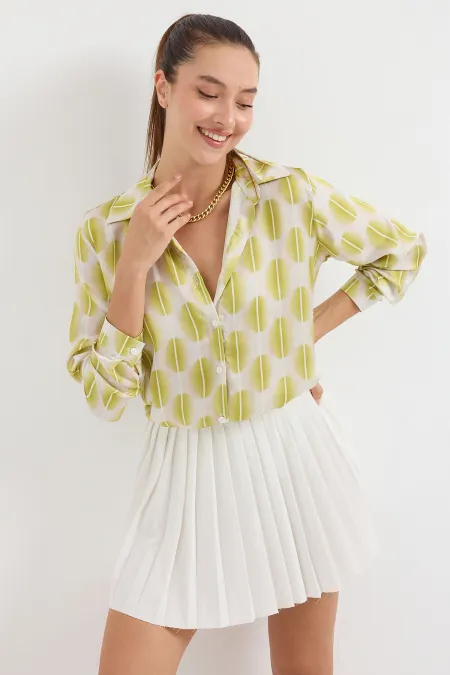 3964 Chemise en satin fluide - Jaune clair