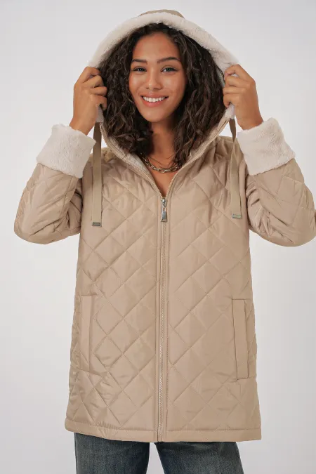 Veste matelassée à capuche 5197 - Beige