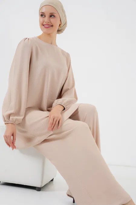 Ensemble tunique, pantalon et haut Ayrobin 6712 - Crème