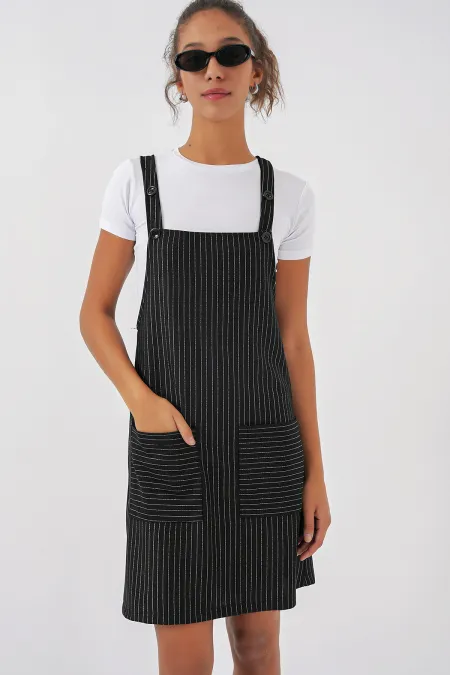 2440 Mini Salopet Elbise - Siyah