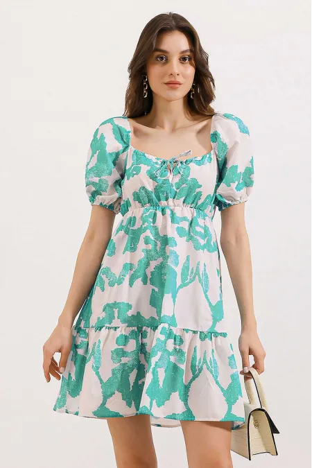 2351 Flared Poplin Dress - D. Mint