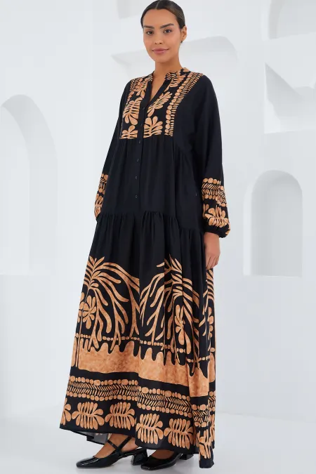Robe hijab en viscose noire effet vison pour femme 2423