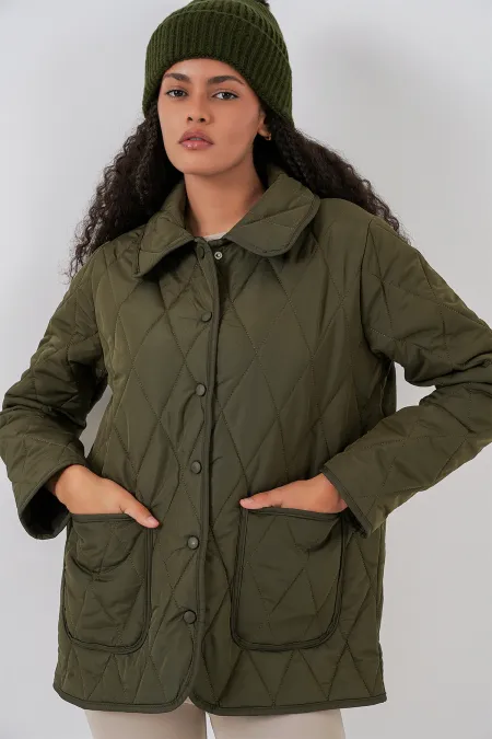 Manteau matelassé oversize pour femme 5226 - Kaki