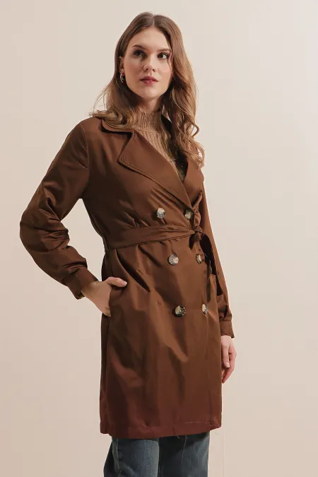 Trench-coat court croisé 5864 - Marron