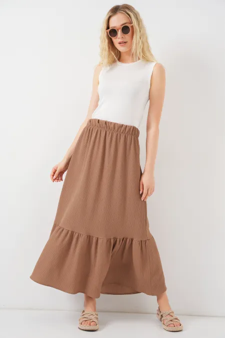 1886 Long Knitted Skirt - Camel
