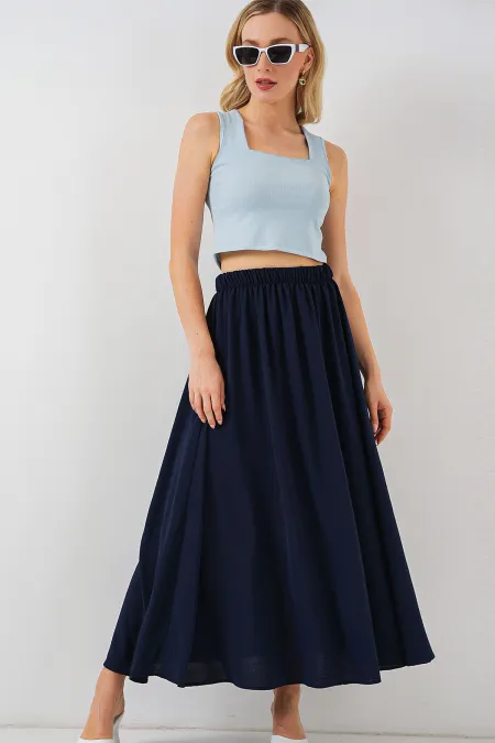 Women's Long Ayrobin Skirt 8050 - Navy Blue