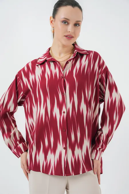 Chemise oversize à motifs pour femme 20301 - Rouge
