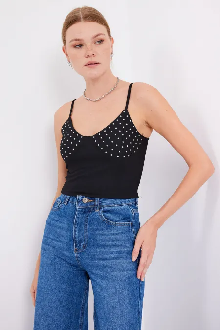 918 Rope Strap Crop Top - Black