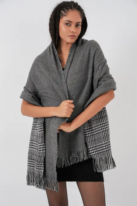 Women's Soft Textured Thick Shawl Scarf 15951 - Anthracite