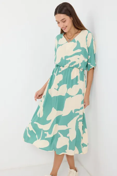 Robe à taille élastique à motifs 2511 - Menthe