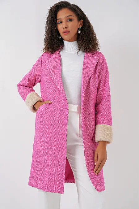 Manteau en cachemire à chevrons 9085 - A.Fuchsia