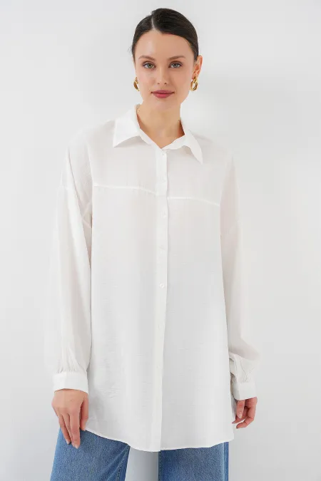 Women's Long Oversize Shirt 5965 - White