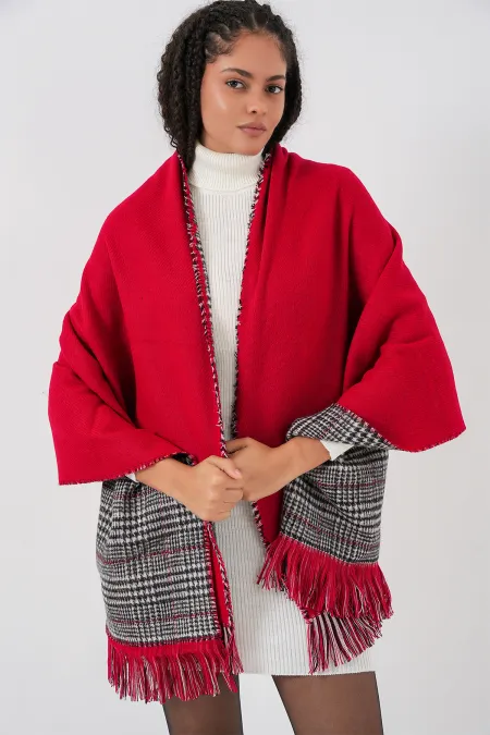 Women's Soft Textured Thick Shawl Scarf 15951 - Red