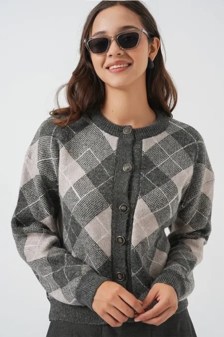 Gilet en maille à boutons pour femme 15927 - Anthracite Gilet en maille à boutons pour femme 15927 - Anthracite