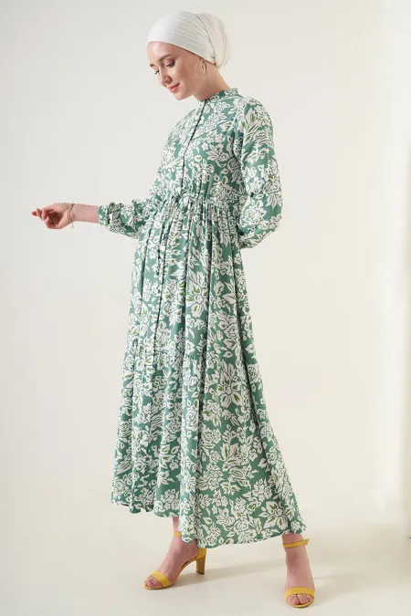 2144 Judge Collar Hijab Dress - Çağla