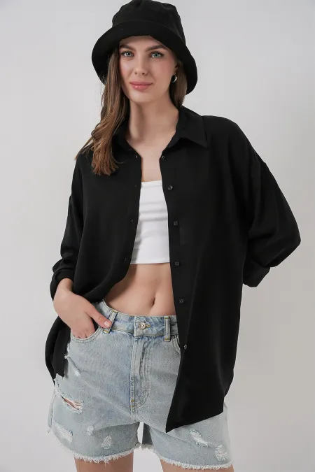 Chemise en viscose 3785 - Noire