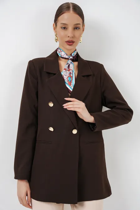 Veste blazer croisée pour femme 0722 - Marron