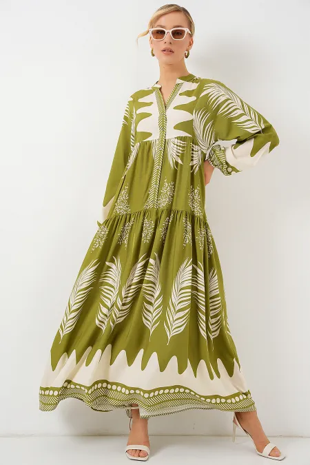 Robe hijab à motifs authentiques 2423 - Vert menthe