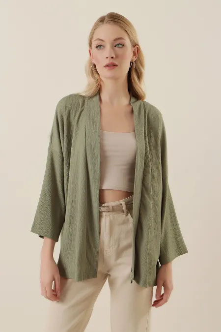 5862 Örme Kimono - Çağla