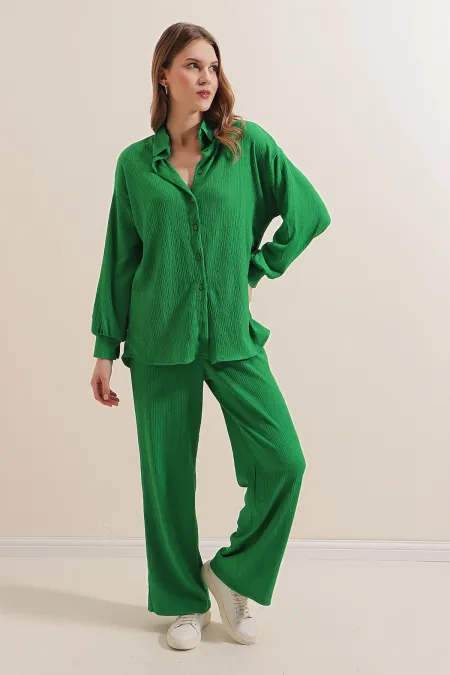 5858 Knitted Two Piece Suit - Green