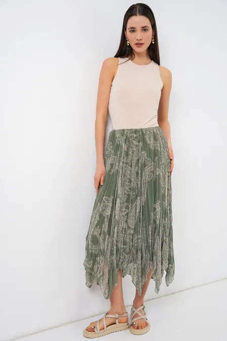 Jupe asymétrique en tulle et mousseline pour femme 8061 - Çağla