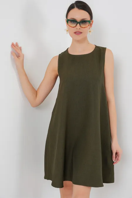 2444 Mini-robe en lin - Kaki