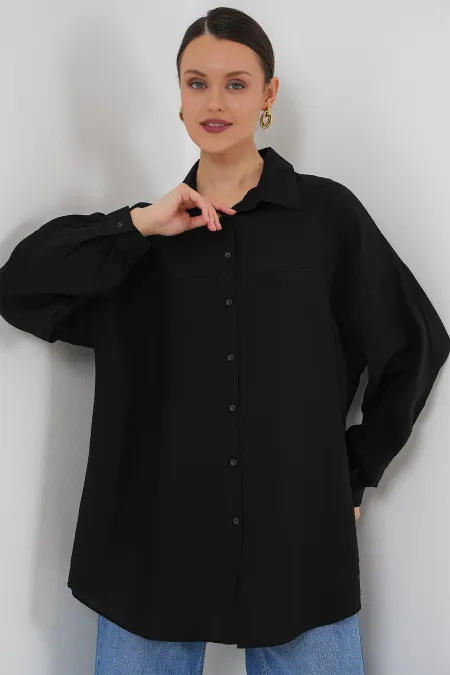 Women's Long Oversize Shirt 5965 - Black