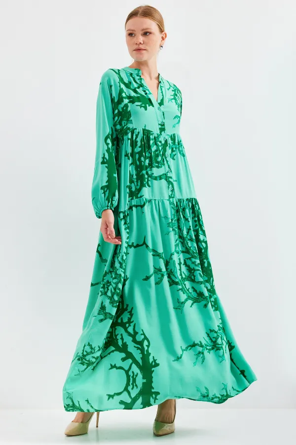 Robe hijab en viscose vert foncé pour femme 2423