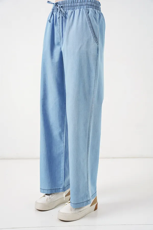 Kadın Rahat Kalıp Kot Pantolon 6707 - Açık Mavi