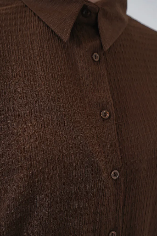 Women's Knitted Hijab Top and Bottom Set 6711 - Brown